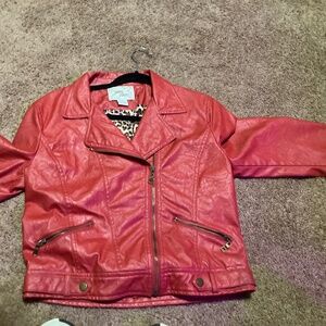 Red Faux Leather Jacket